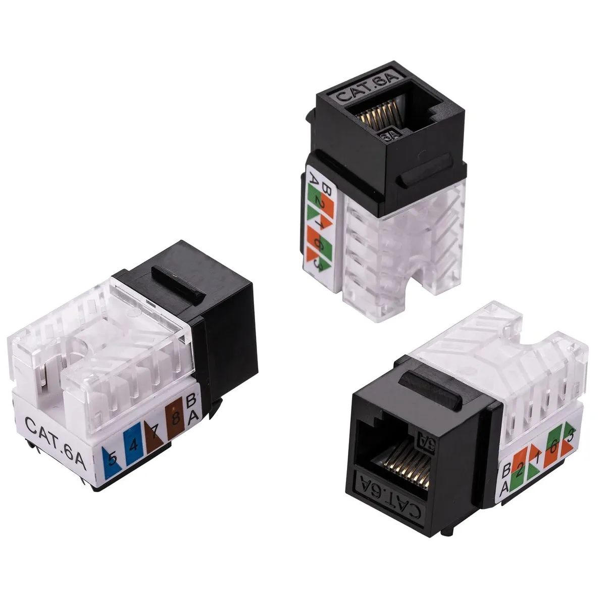 Satmaximum Satmaximum Cat6A Keystone Jack 45° Punch Down 10 Pack Black — product photo