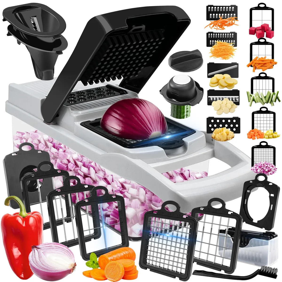  ECLENYES Vegetable Chopper 23-in-1 10 Blades Black — product photo