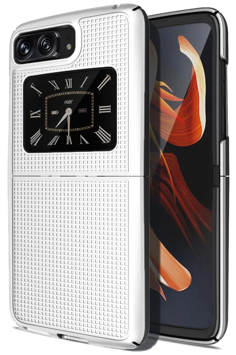 Nakedcellphone Nakedcellphone Textured Grid Hard Case Pearl White for Motorola Moto RAZR 2022 5G — product photo