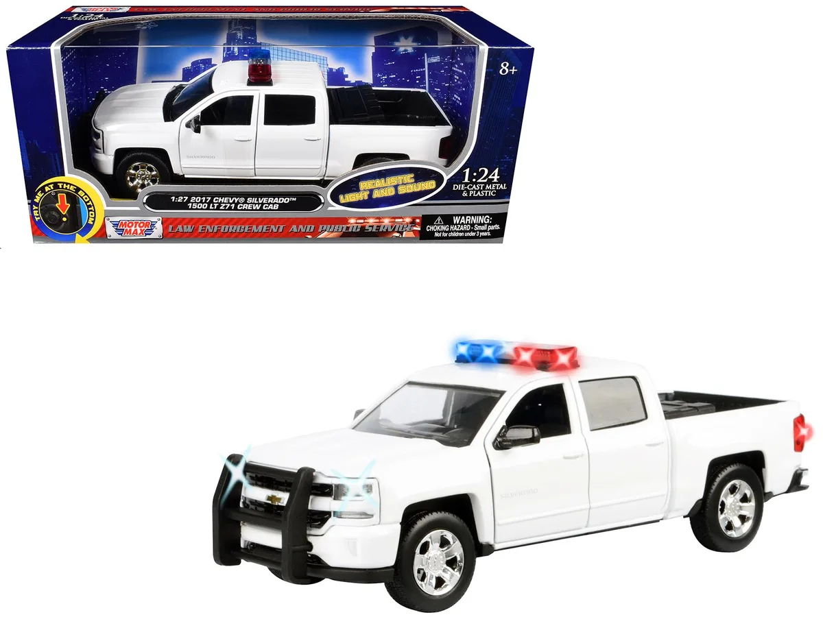 MOTORMAX MOTORMAX 2017 Chevrolet Silverado 1500 LT Z71 Crew Cab Pickup Truck White 1/27 Diecast hobby collectible — product photo