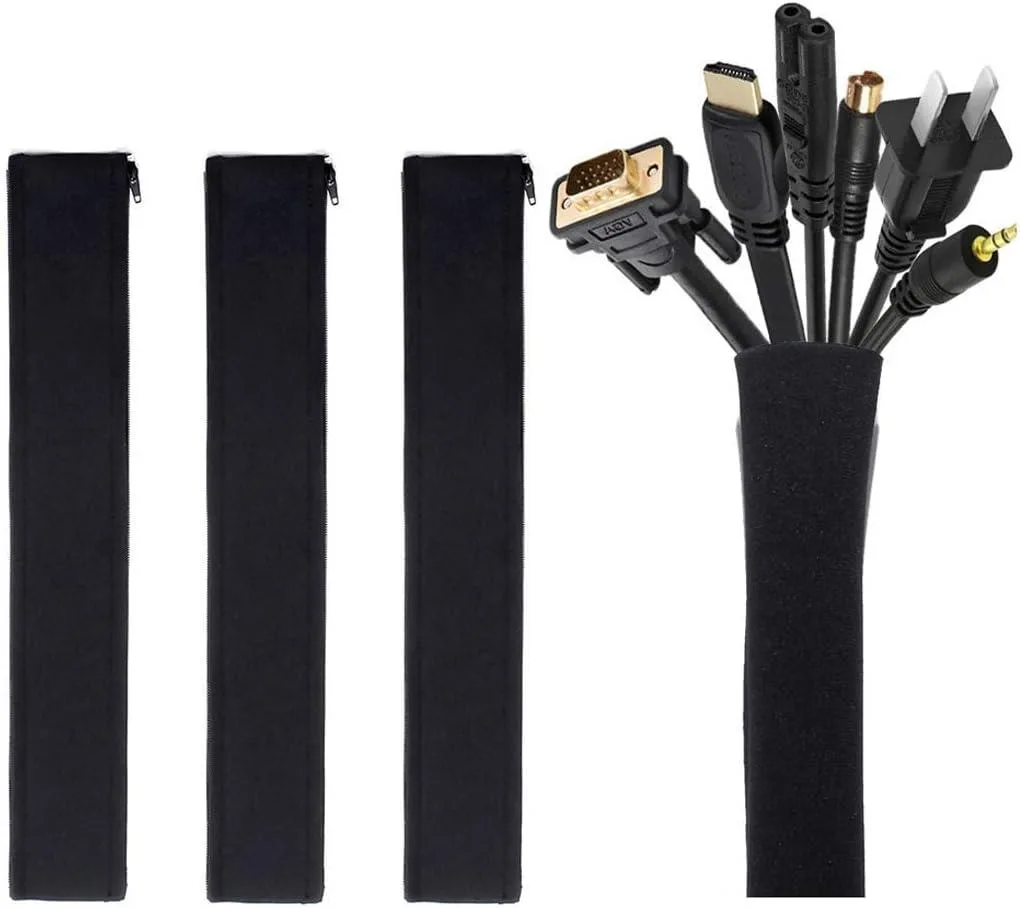 BONAEVER BONAEVER Cable Management Sleeve 19.5 in 4-Pack Black — product photo