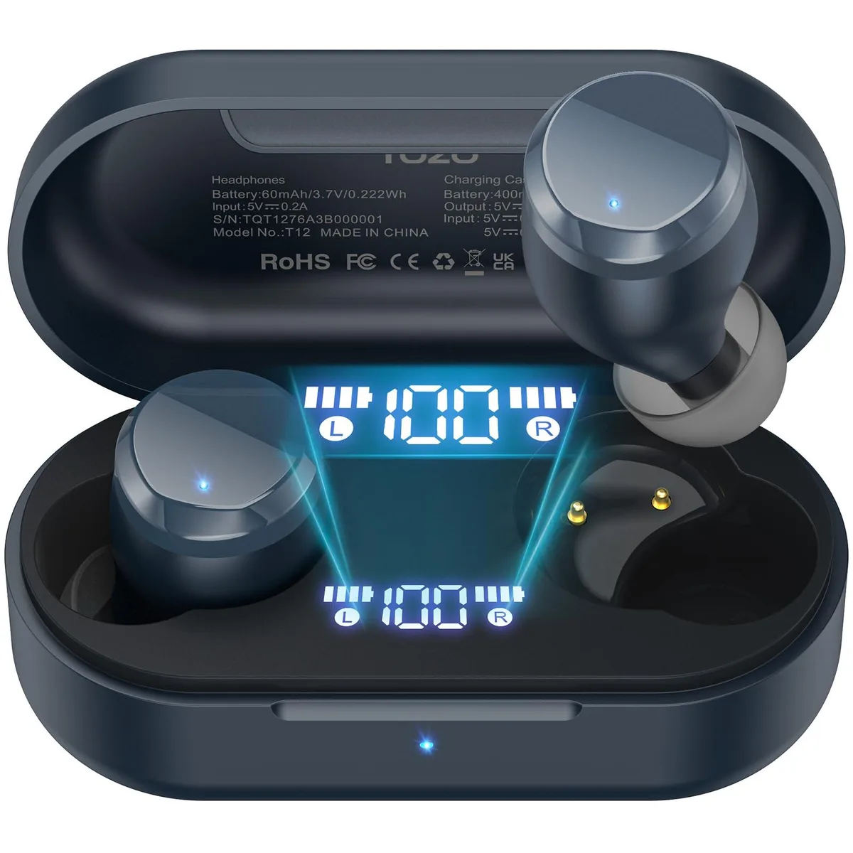 TOZO Store TOZO T12 Mini Wireless Earbuds Matte Blue — product photo