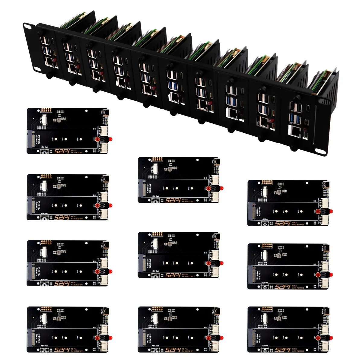 52Pi 52Pi 52Pi 19 Inch 2U Server Rack 10 NVMe Slots — product photo