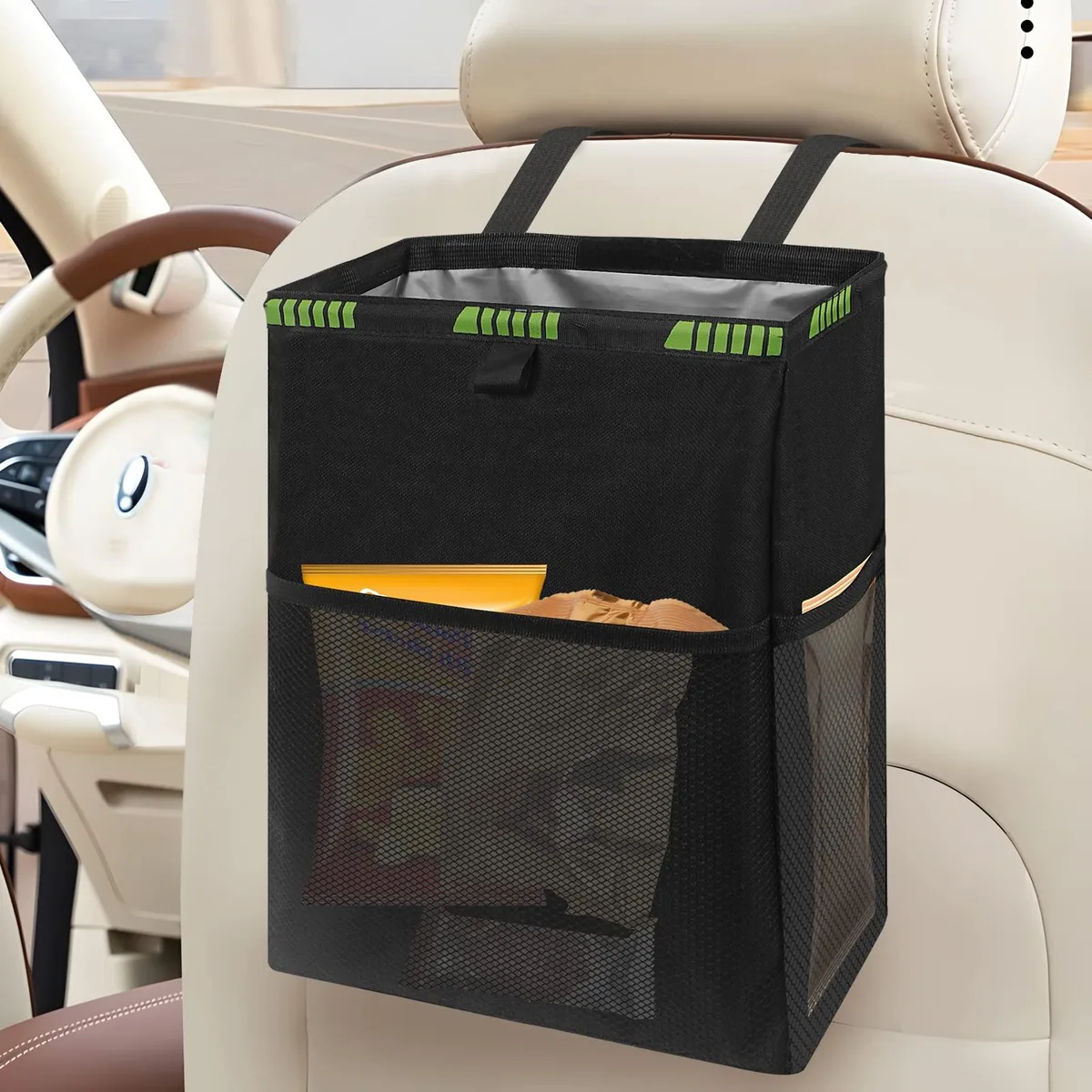  Homelove HL-US-D-1722-Car-Trash-Bag-BK 12-pack 9.5x5.5x1.5 in folded garbage bin — product photo