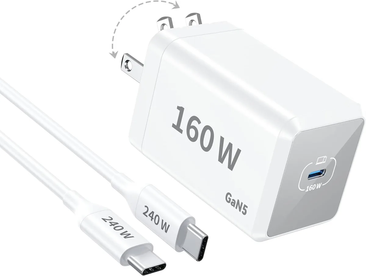 FORIDA FORIDA 160W USB-C AC adapter 7ft braided cable — product photo