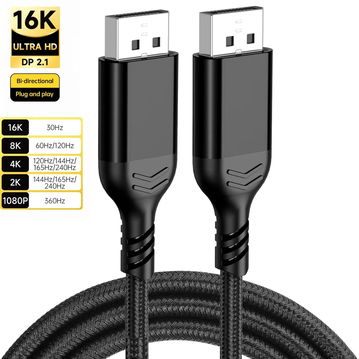 HANNORD HANNORD DisplayPort 2.1 cable 80 Gbps 5 ft — product photo