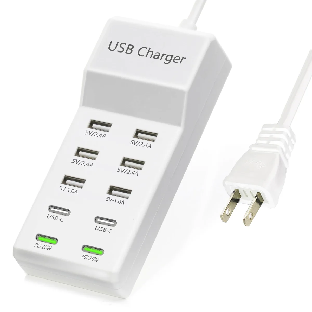 KEHIPI KEHIPI 6A4C-100W 100W 10-Port USB Charger White — product photo