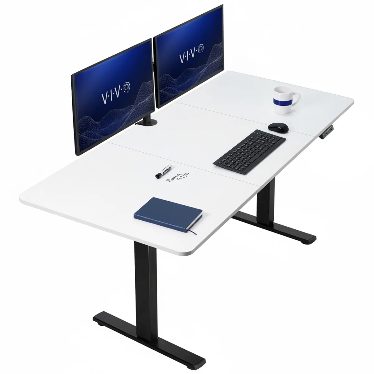 VIVO VIVO Electric Standing Desk 71 x 30 White Dry Erase Black Frame — product photo