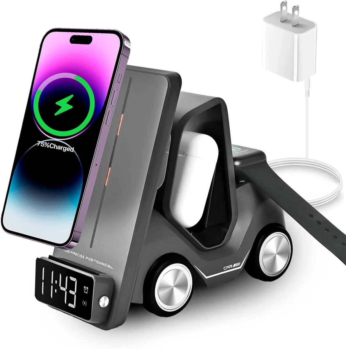 Corn Electronics Corn Electronics 6-in-1 Wireless Charger Grey 15W 20W adapter — product photo