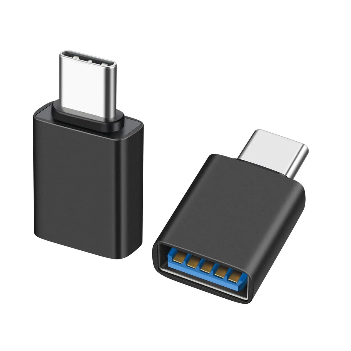  TAIBEYOR TBZJT USB C Male to USB A Female OTG Adapter 2 Pack 10Gbps 60W Black — product photo