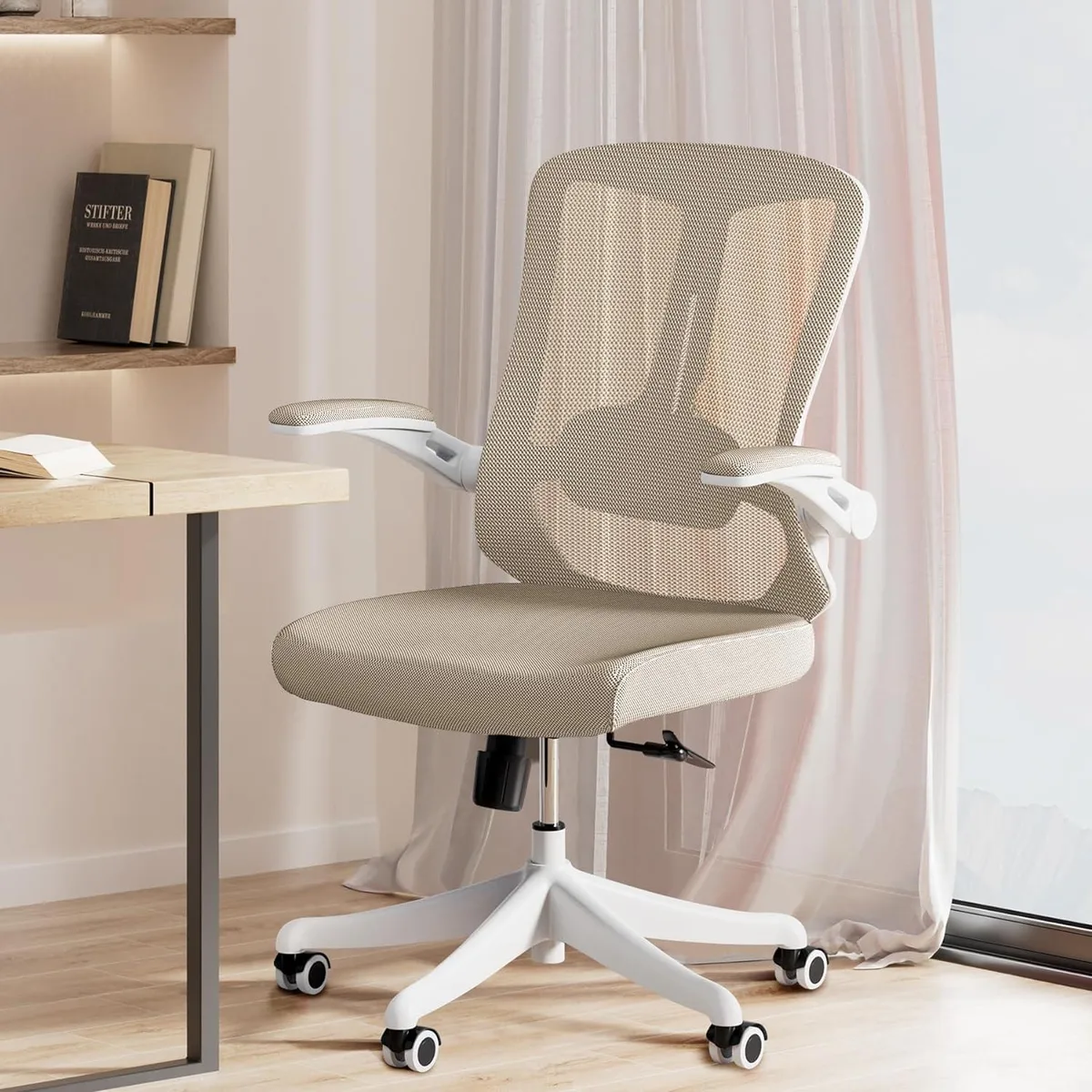 PISKEKAT PISKEKAT Ergonomic Office Chair Mid-Back Mesh Khaki — product photo