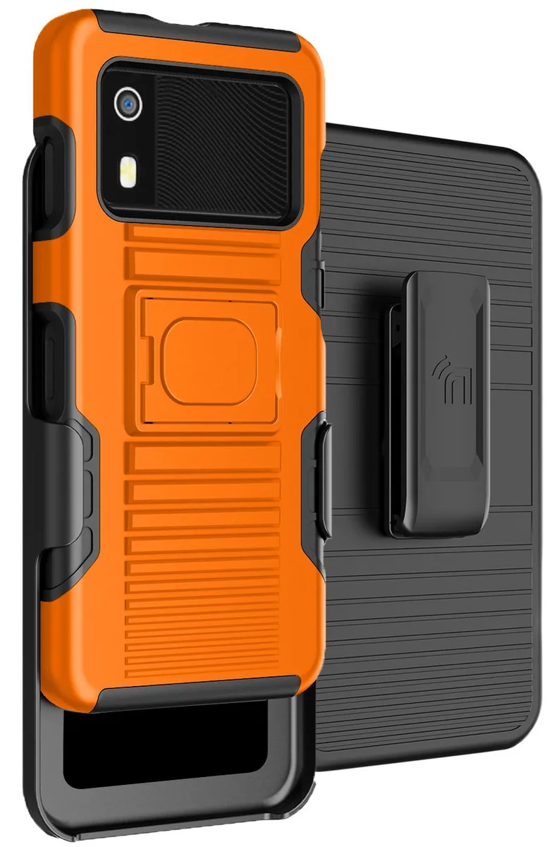 Nakedcellphone Nakedcellphone Ring Grip Stand Case + Belt Clip Holster Combo for Zebra EM45 RFID Mobile - Orange — product photo