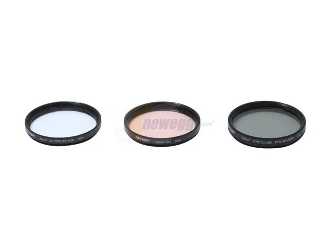 Tiffen Tiffen 52TPK1 52mm camera filter kit — UV protector, 812 warming, circular polarizer — product photo