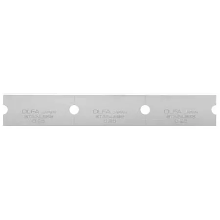 Pack of 30 OLFA stainless steel razor blades in a plastic dispenser case