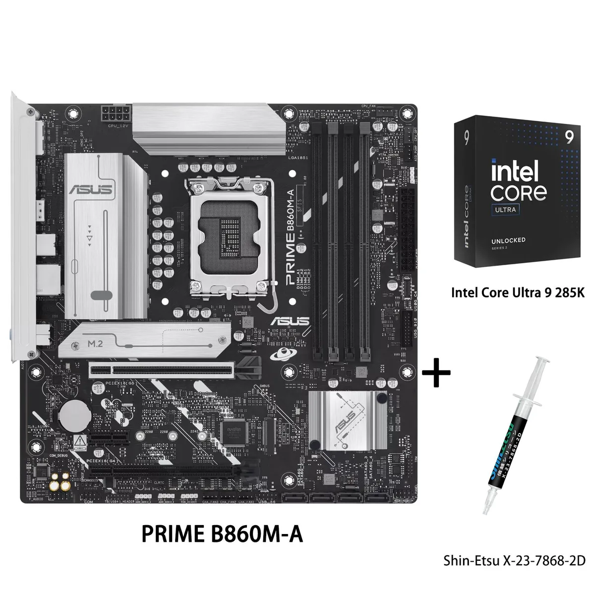 ASUS ASUS PRIME B860M-A &amp; Intel Ultra 9 285K Combo Intel motherboard — product photo