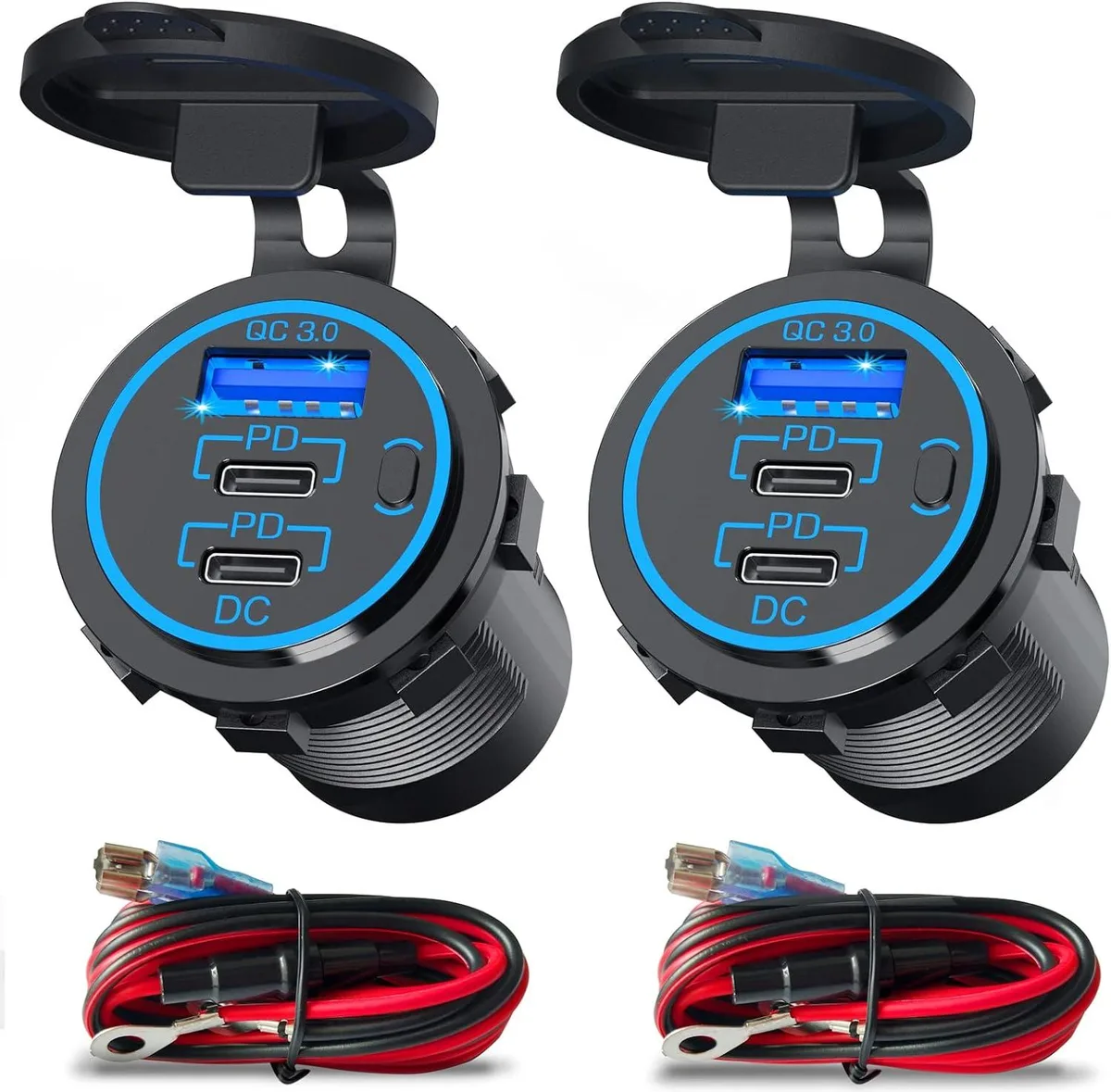 Hamzan Hamzan USB C Car Charger 2 Pack 78W Dual 30W PD 18W QC3.0 Waterproof — product photo