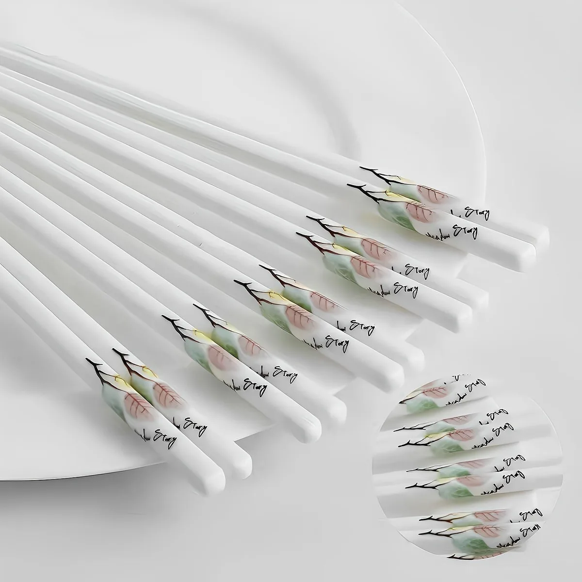  OXO Green Leaf Porcelain Chopsticks 5 Pairs 24 cm — product photo