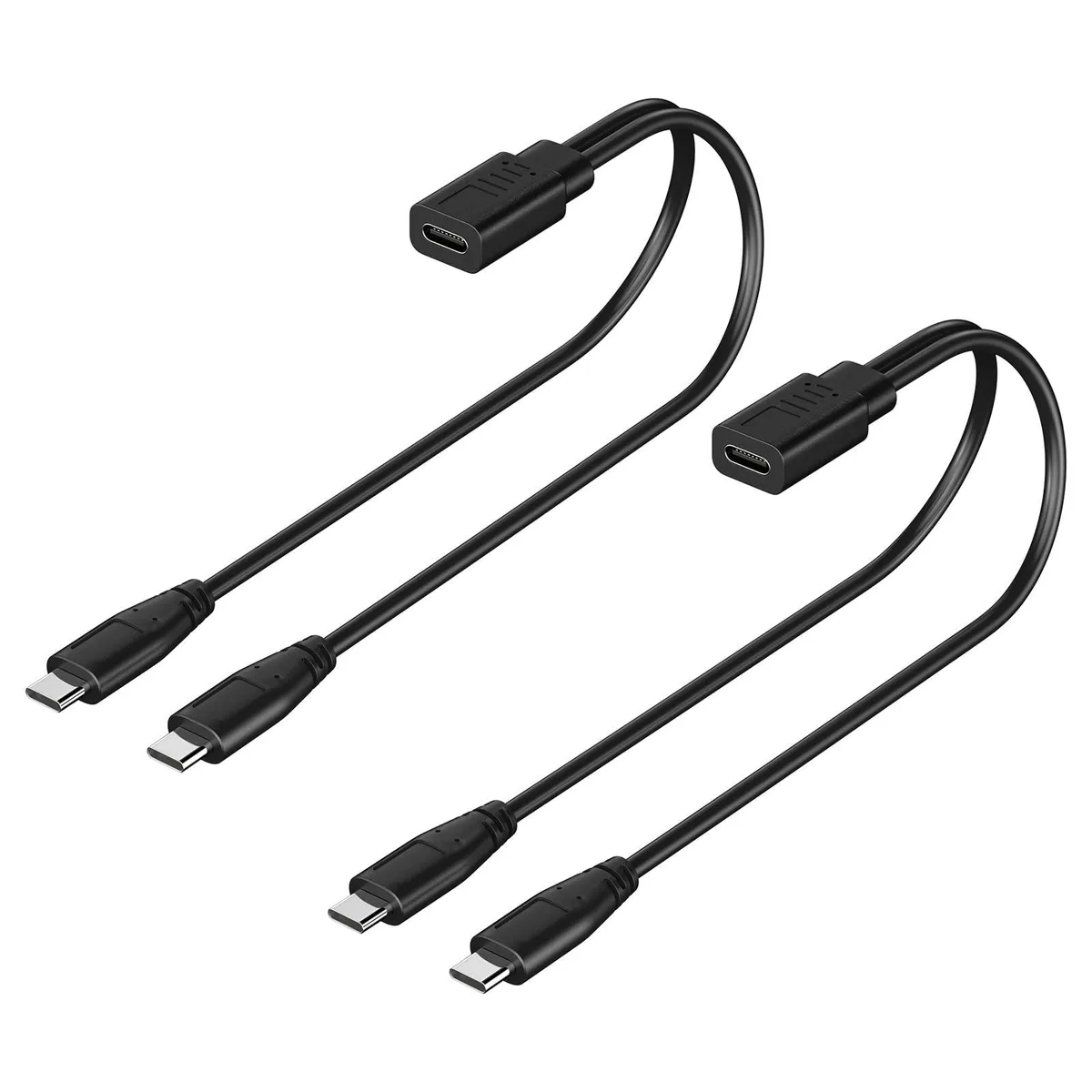  Cable Matters USB-C Splitter 1-to-2 Charging Cable 2-Pack 1ft Black — product photo