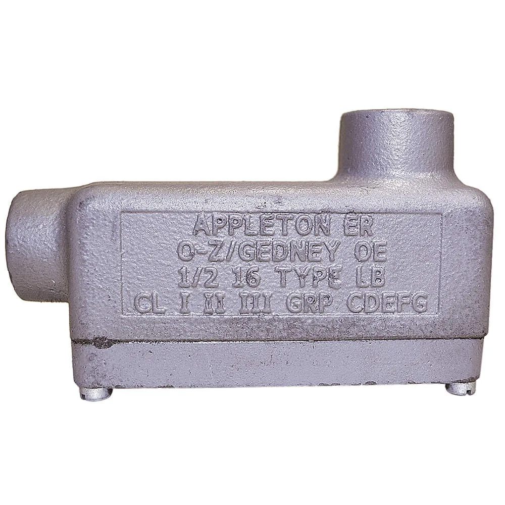 Appleton Century Crofts Appleton Century Crofts ERLB50 1/2in LB conduit outlet body, iron, gray, 4.8 cu in, hazardous location — product photo