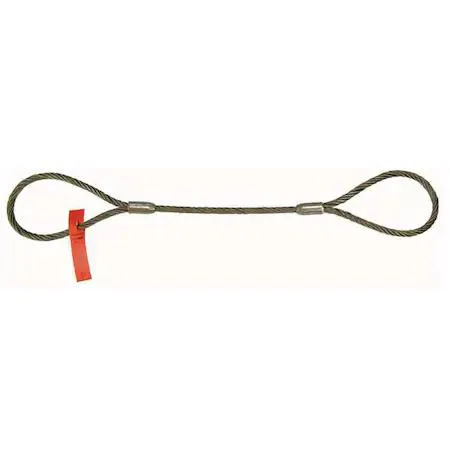 Galvanized steel wire rope sling with thimble eye, five feet long