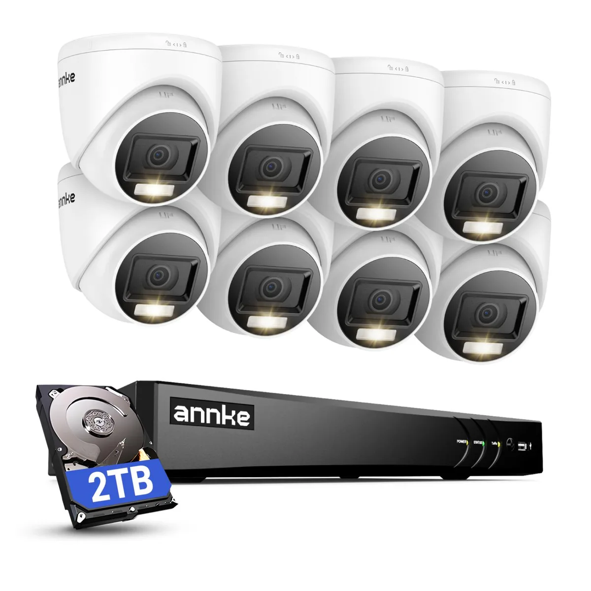 Annke Annke 8CH Wired Outdoor Security Camera System White 2TB HDD 66ft Night Vision — product photo