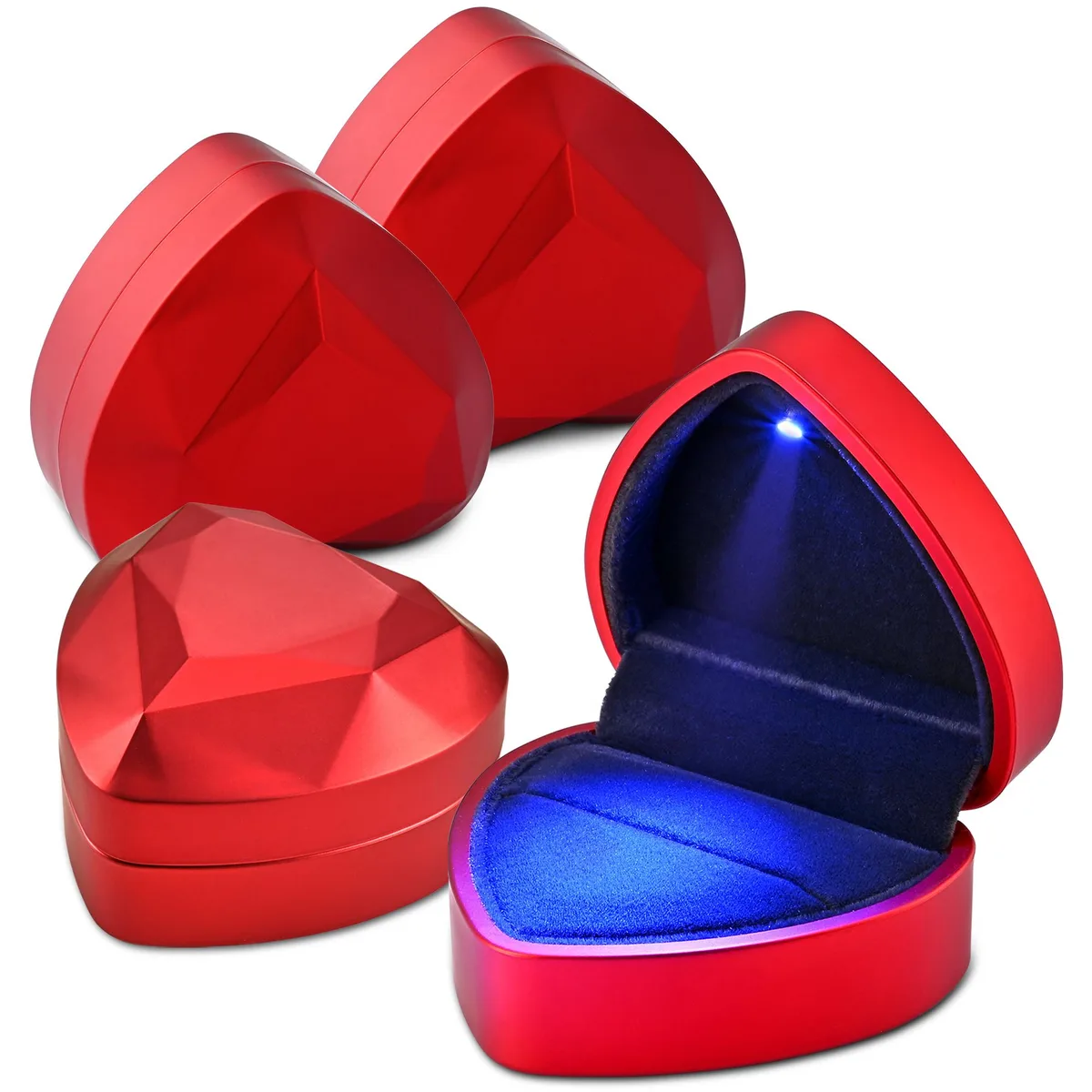 Yescom USA, Inc. Yescom USA, Inc. 20RBX004-DH5-02X4 Heart-Shaped LED Ring Box Jewelry Accessory 4 Pack — product photo