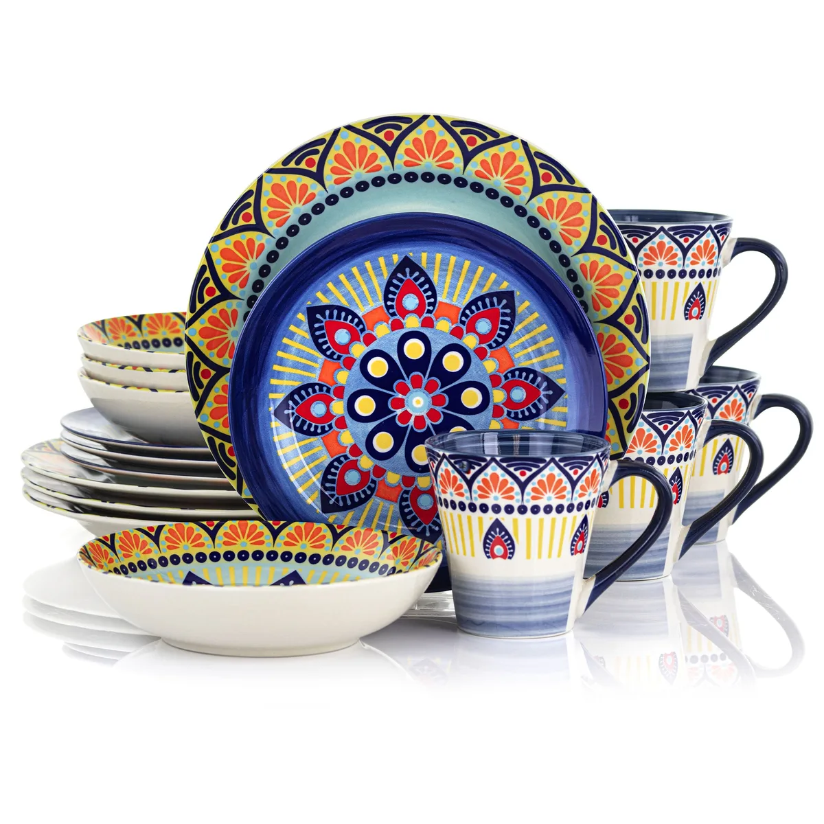 Elama Elama Zen Blue Mozaik 16 Piece Stoneware Dinnerware Set — product photo