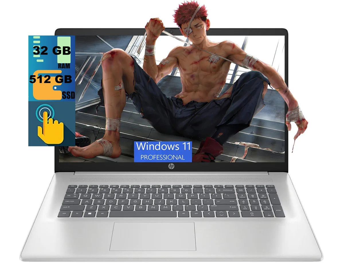 HP HP 17 laptop Intel Core Ultra 7 255U 32GB DDR5 512GB 17.3" HD+ touchscreen Windows 11 Pro — product photo