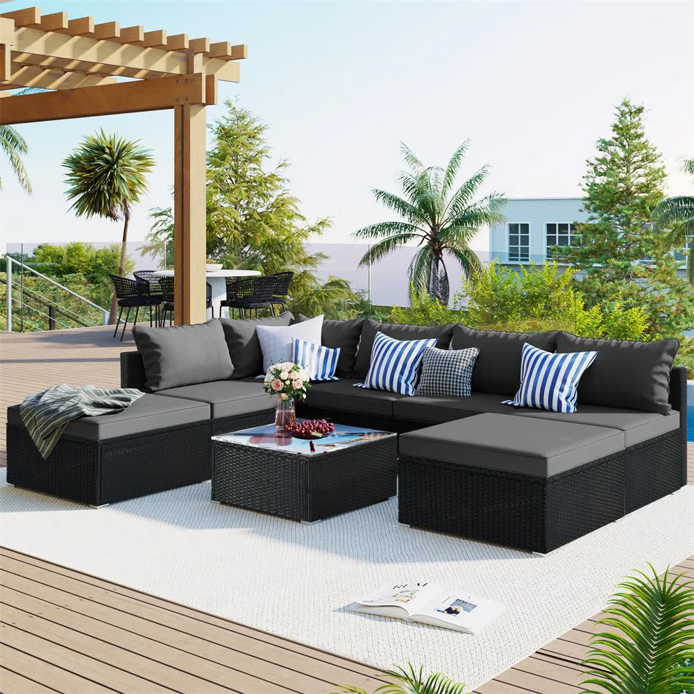 visiPower visiPower 8-Piece Gray Wicker Patio Seating Set — product photo