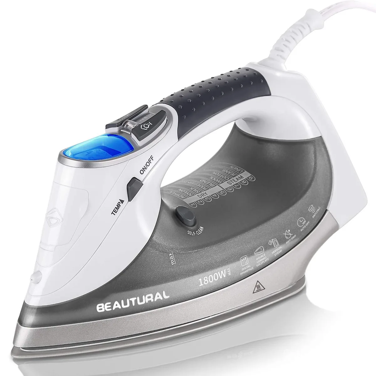 Beautural 724NA-0001 1800 W Steam Iron Gray — product photo
