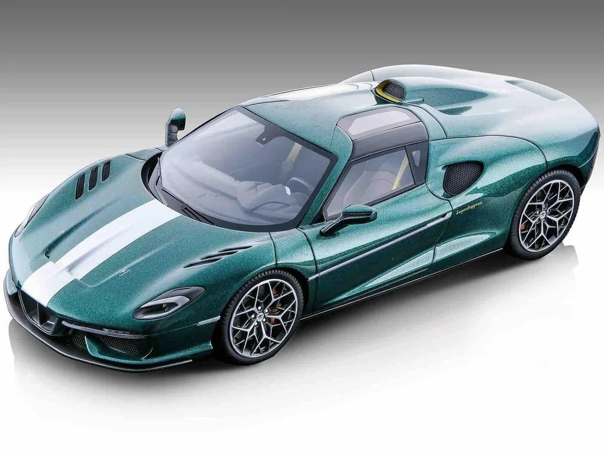 Tecnomodel Tecnomodel 2020 Touring Superleggera Arese RH95 Green Met. White Stripes Mythos Ltd 70 1/18 Hobby Collectible — product photo