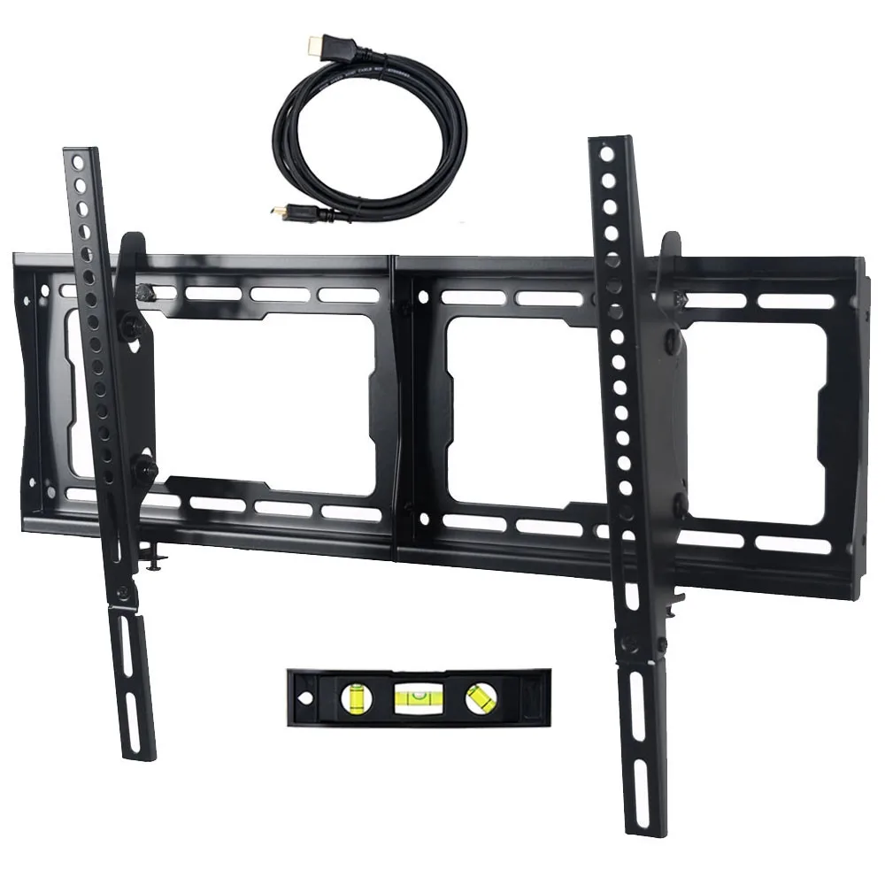 Black steel tilt TV wall mount with horizontal rails and VESA brackets