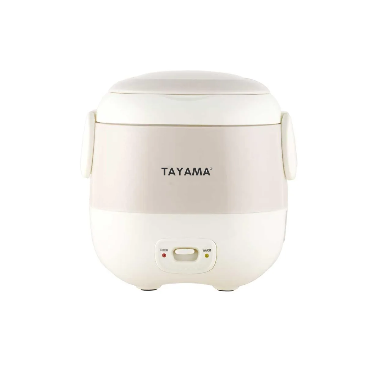 Compact white cube mini rice cooker with stainless lid