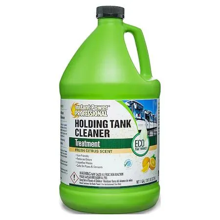 White plastic jug with orange liquid and citrus-scented label