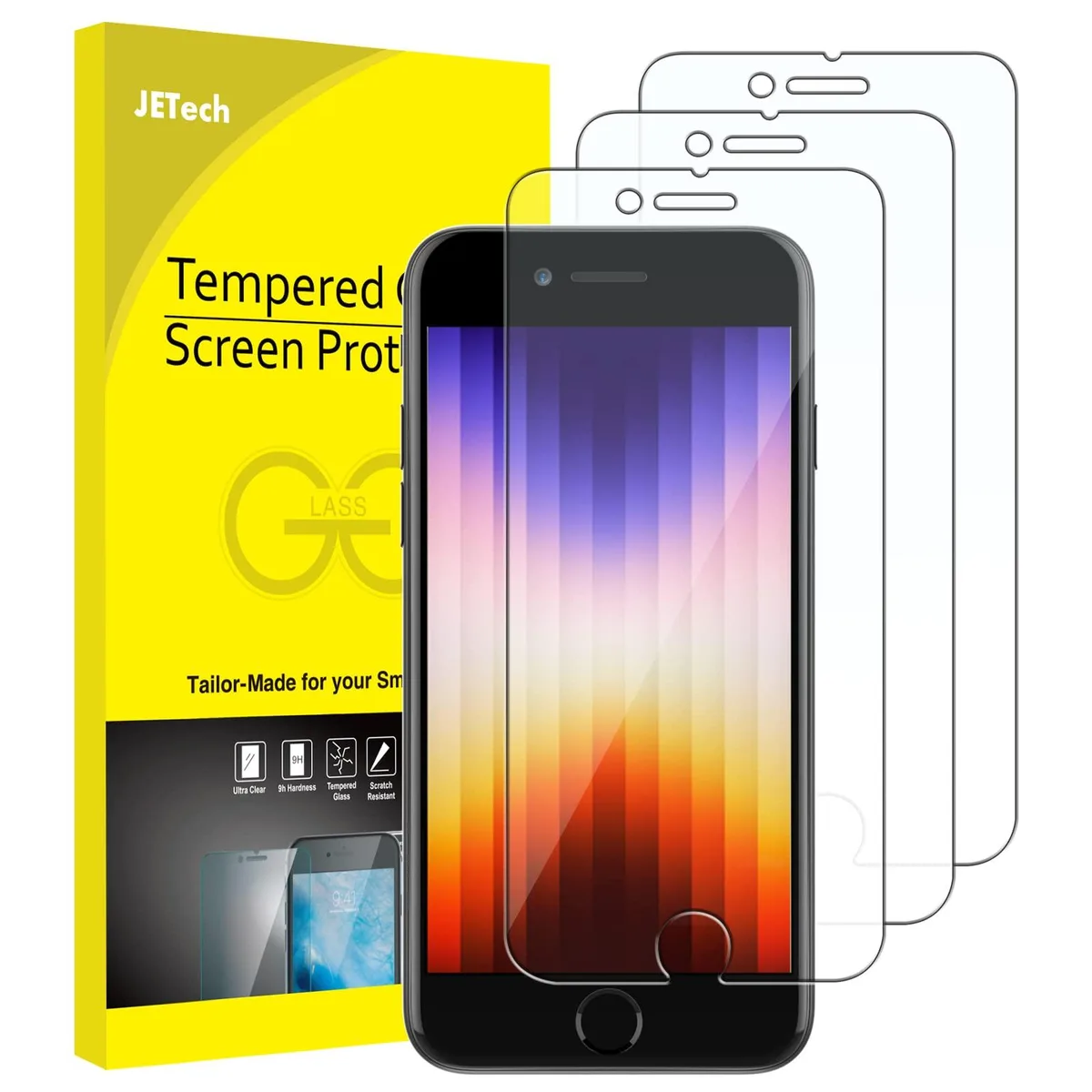  Screen Protector iPhone SE 3 2022 3rd Edition 4.7-Inch Tempered Film 3-Pack — product photo