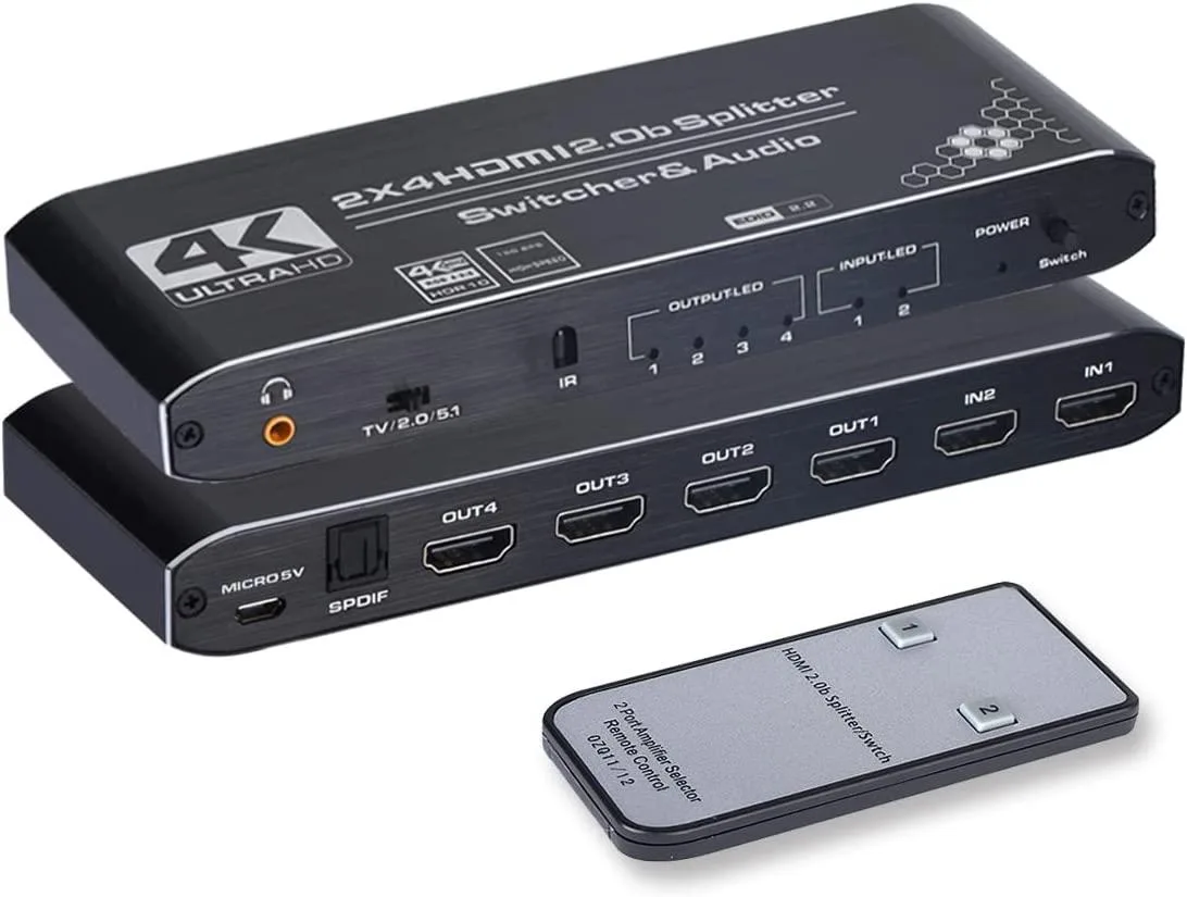 LUOM LUOM OZQ12 2x4 HDMI Switch Splitter Audio Extractor 4K@60Hz — product photo