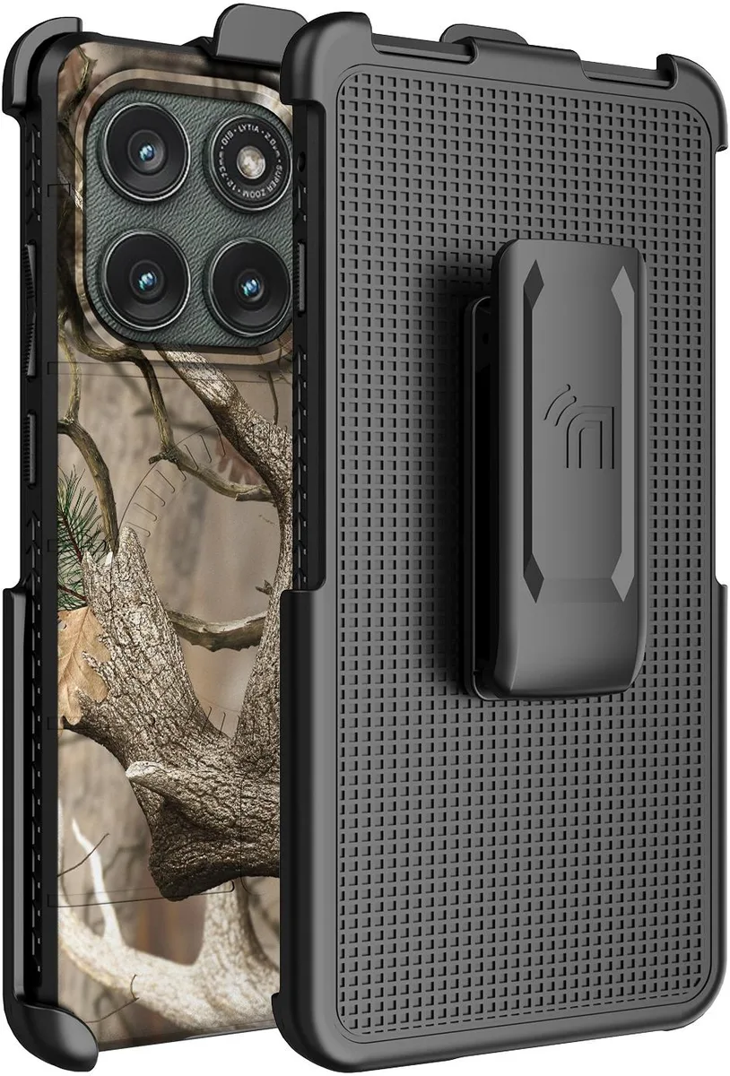 Nakedcellphone Nakedcellphone Case and Belt Clip for Motorola Edge 2025 Bush Camo — product photo