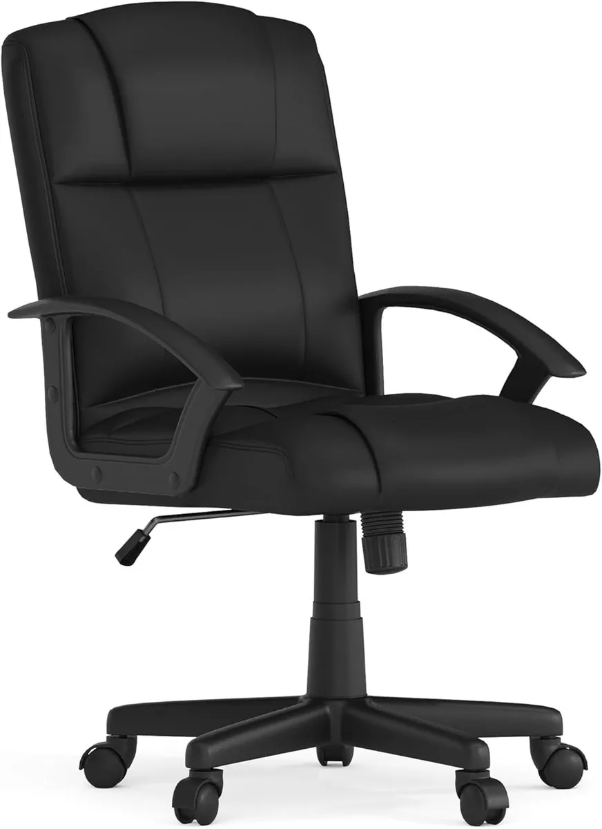PISKEKAT PISKEKAT Mid-Back LeatherSoft Office Chair Black — product photo