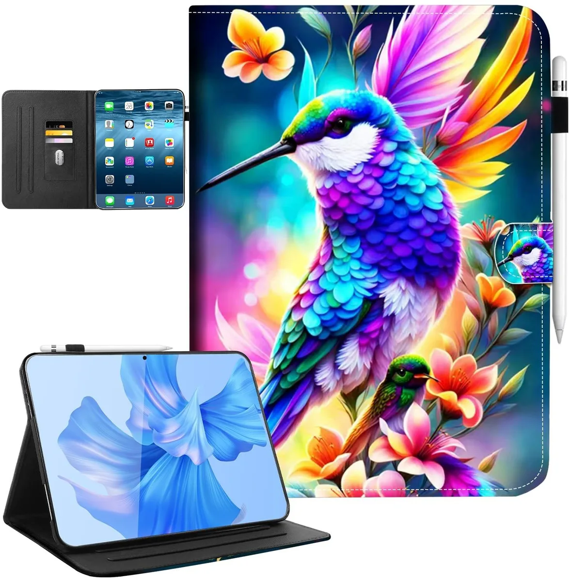 Bipra Bipra 2 in 1 Accessory for iPad 10th Gen 10.9 2022 &amp; iPad A16 11th Gen 11 2025 Flowers Hummingbird — product photo