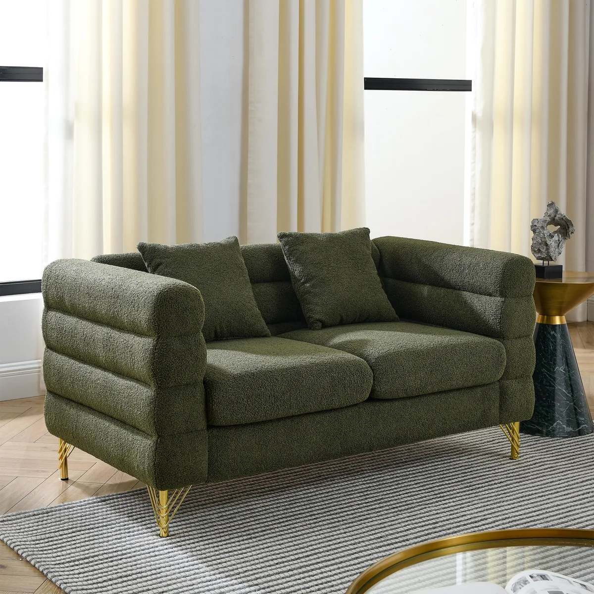 tuphen tuphen 60Inch 2 Seater Sectional Sofa Green teddy W834S00032 — product photo