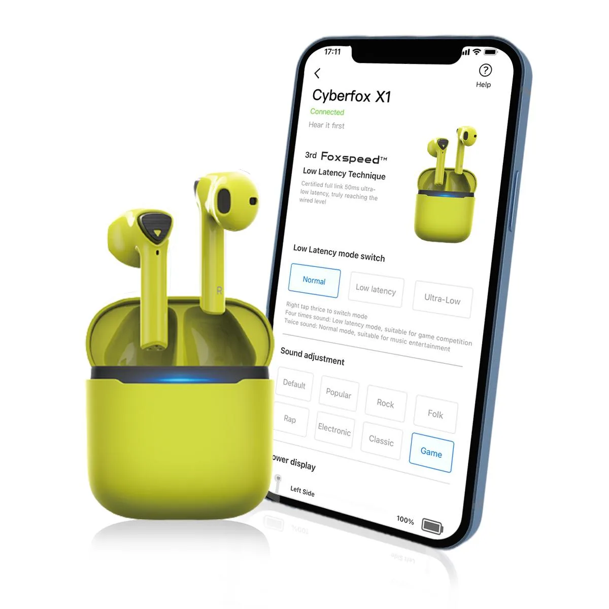 Flydigi Flydigi Cyberfox X1 Yellow Earbuds 13.4mm 50ms 30h — product photo