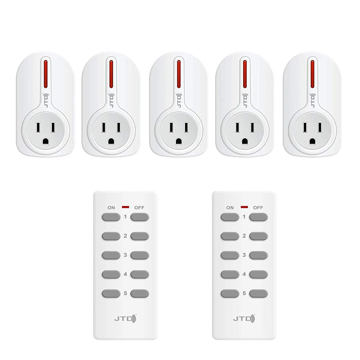 J-Tech Digital Inc. J-Tech Digital Inc. 5-Pack Remote Control Outlet Switch (JTD-Plug-2nd-5x2) — product photo