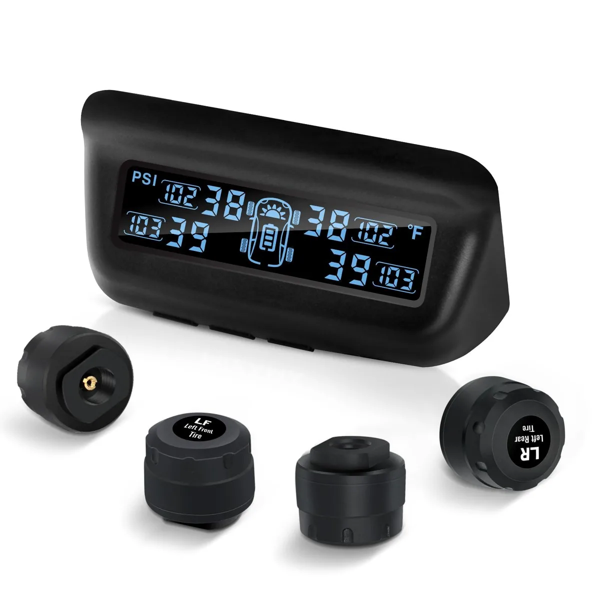 Masoll M13 TPMS 4 sensors 0-87 PSI solar auto-calibration — product photo