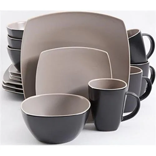 Gibson Overseas Gibson Overseas 94854.16 16 Piece Dinnerware Set Taupe/Black — product photo