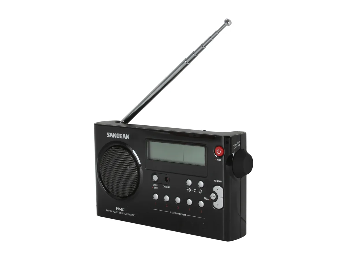 Sangean Sangean PR-D7 Black radio AM/FM 3.2" LCD 10 presets rechargeable — product photo