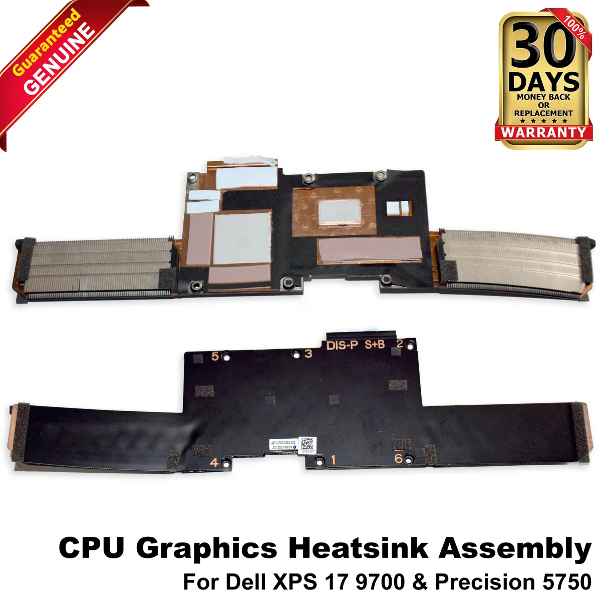 DELL DELL 460.0JD03.0002 CPU GPU Heatsink XPS 17 9700 Precision 5750 laptop replacement part — product photo