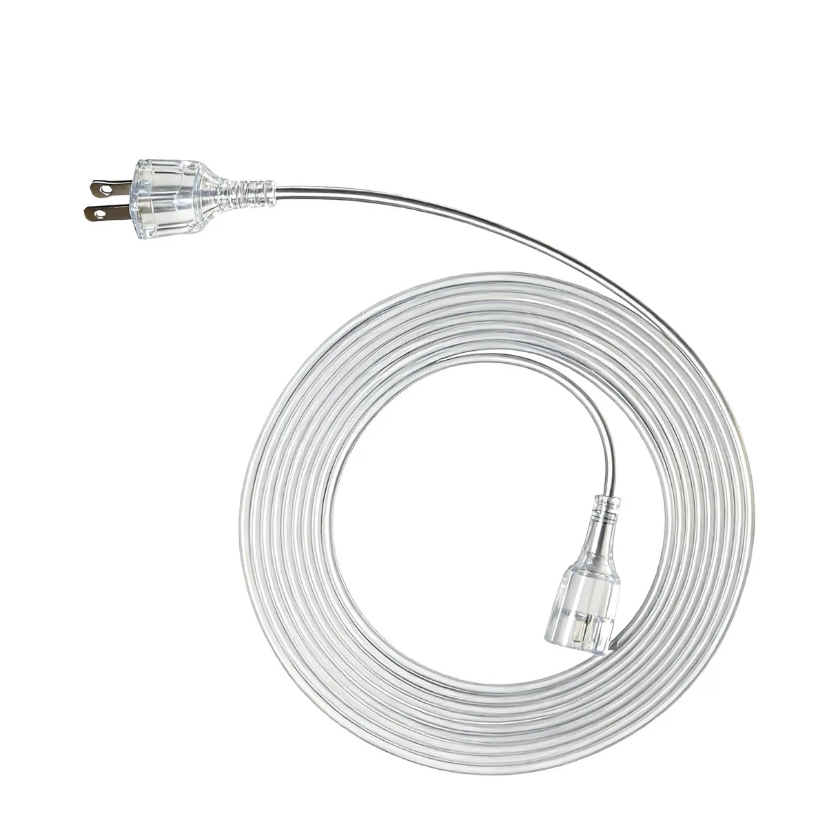  Jplenty 002 Clear Thin Extension Cord 10ft 2-Prong 5A 125V 625W — product photo
