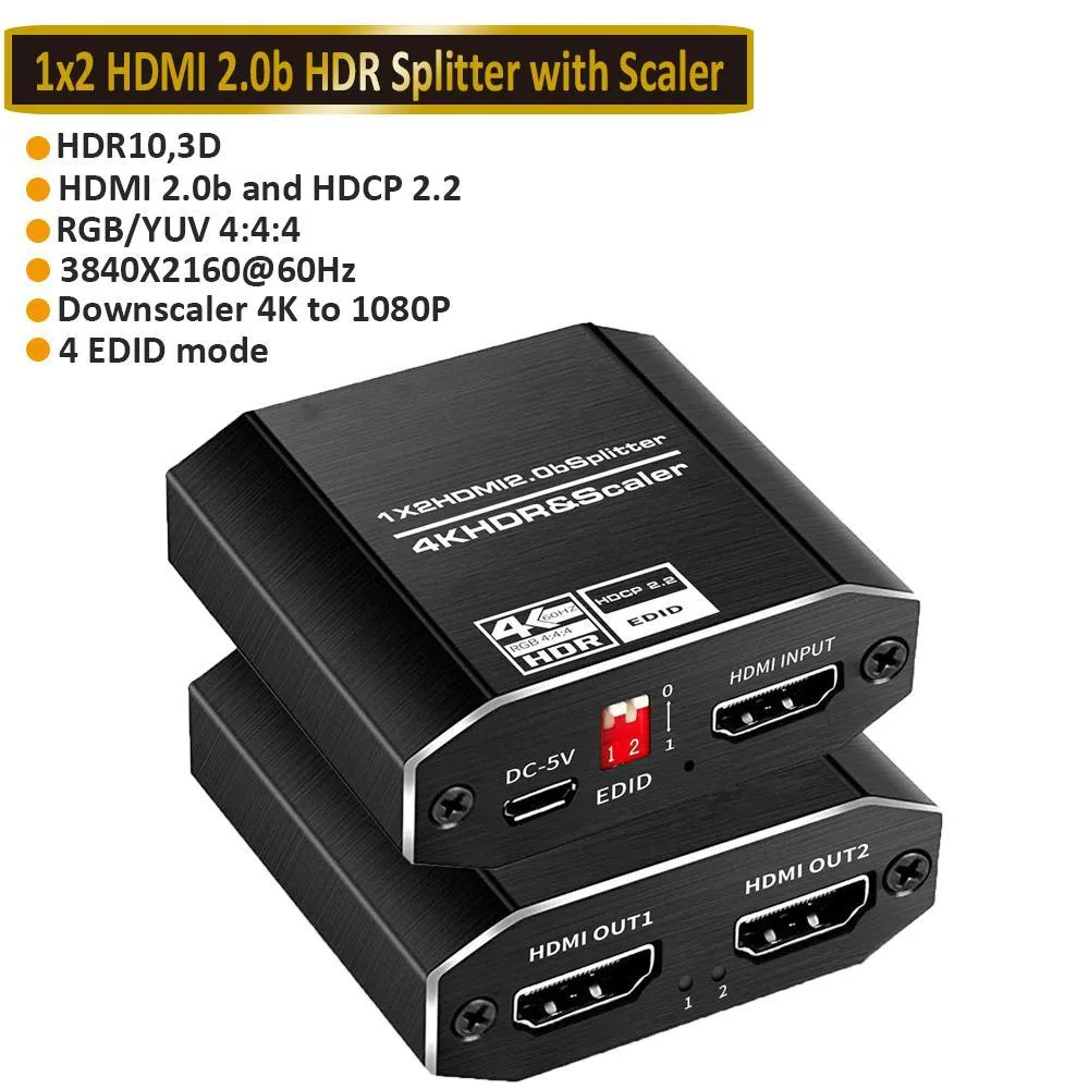 WRIARICH WRIARICH OZF12-2 1x2 HDMI Splitter 4K 60Hz 18Gbps — product photo