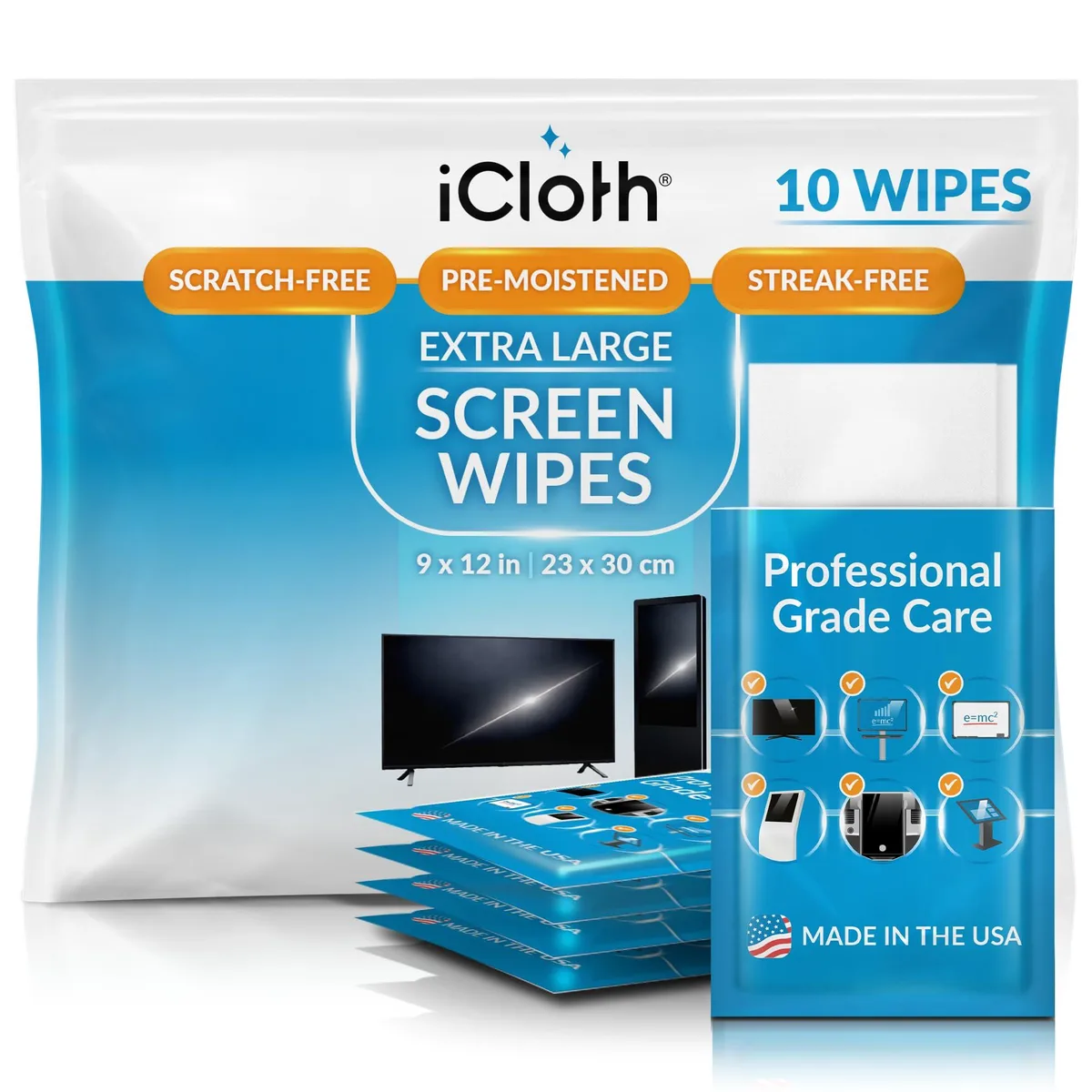  iCloth XL Screen Cleaning Wipes 10 Pack — product photo
