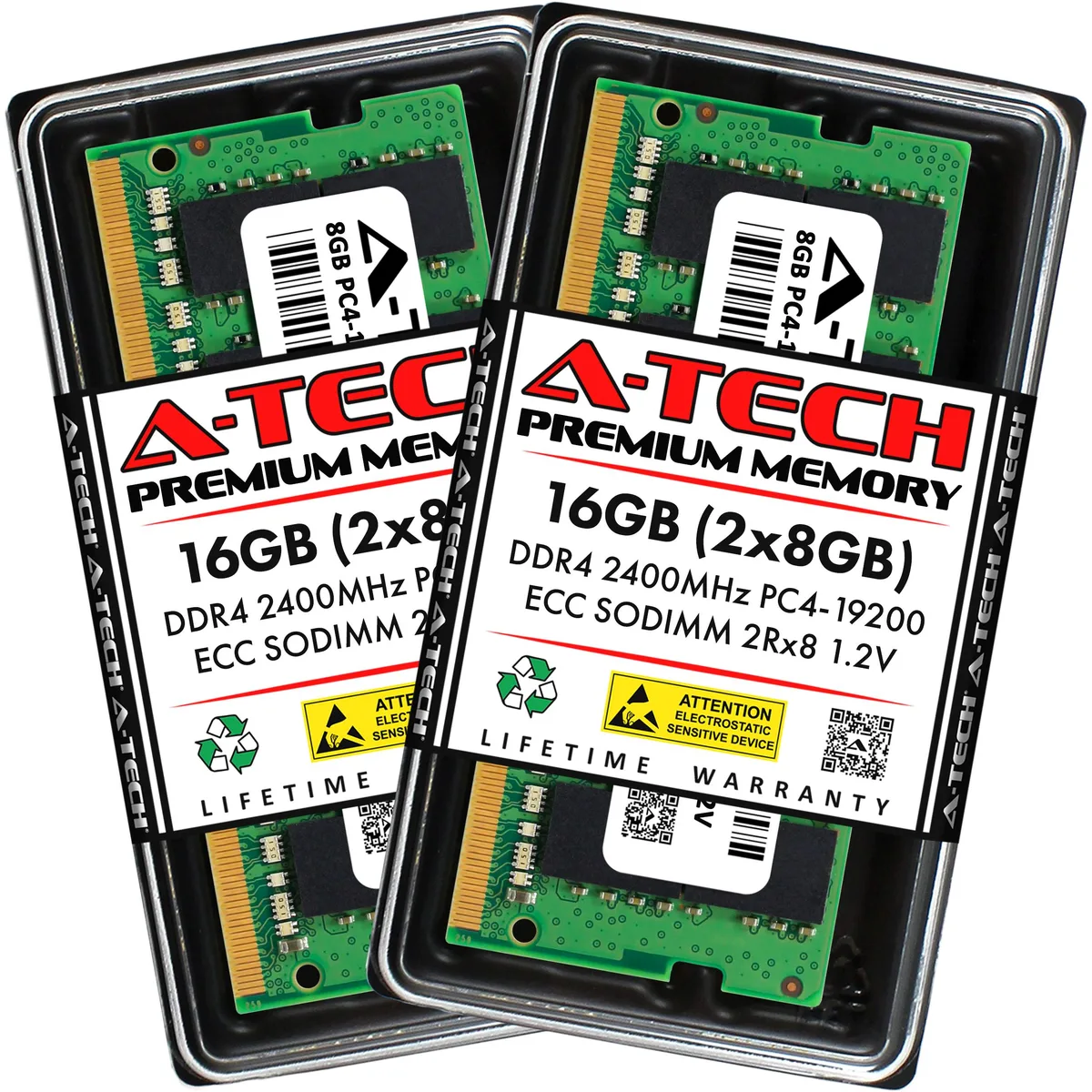 A-Tech A-Tech 16GB (2x8GB) DDR4 2400 ECC SODIMM CL17 1.2V 2Rx8 Kit — product photo